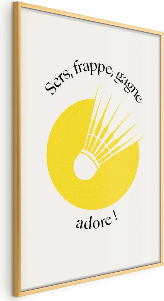 Poster Motivazionale Badminton Oro 40x60 - Cornice Lusso Senza Bordi