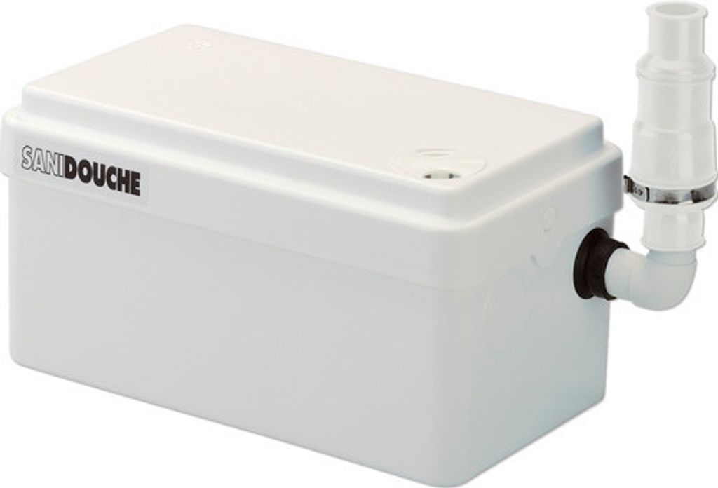 A white Sanibroy SaniDouche-Schmutzwasser-Förderanlage is shown against a white background.