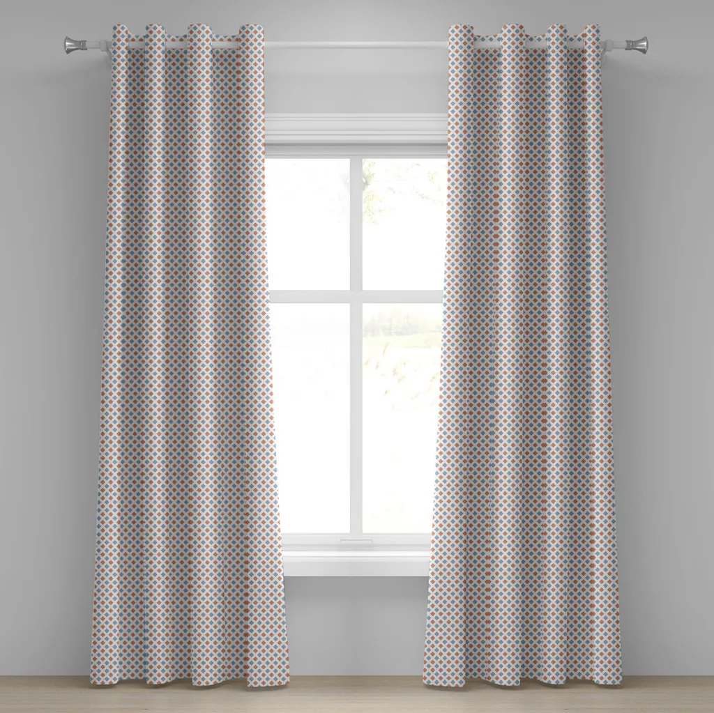 ABAKUHAUS Rideau à œillets géométrique 280x175cm blanc écume et corail