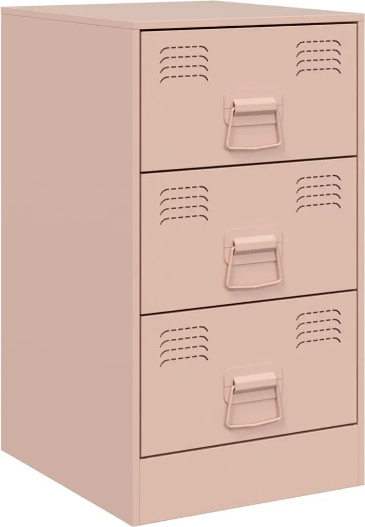Table de nuit Rose 34,5x39x62 cm en Acier robuste pour chambre d'enfant
