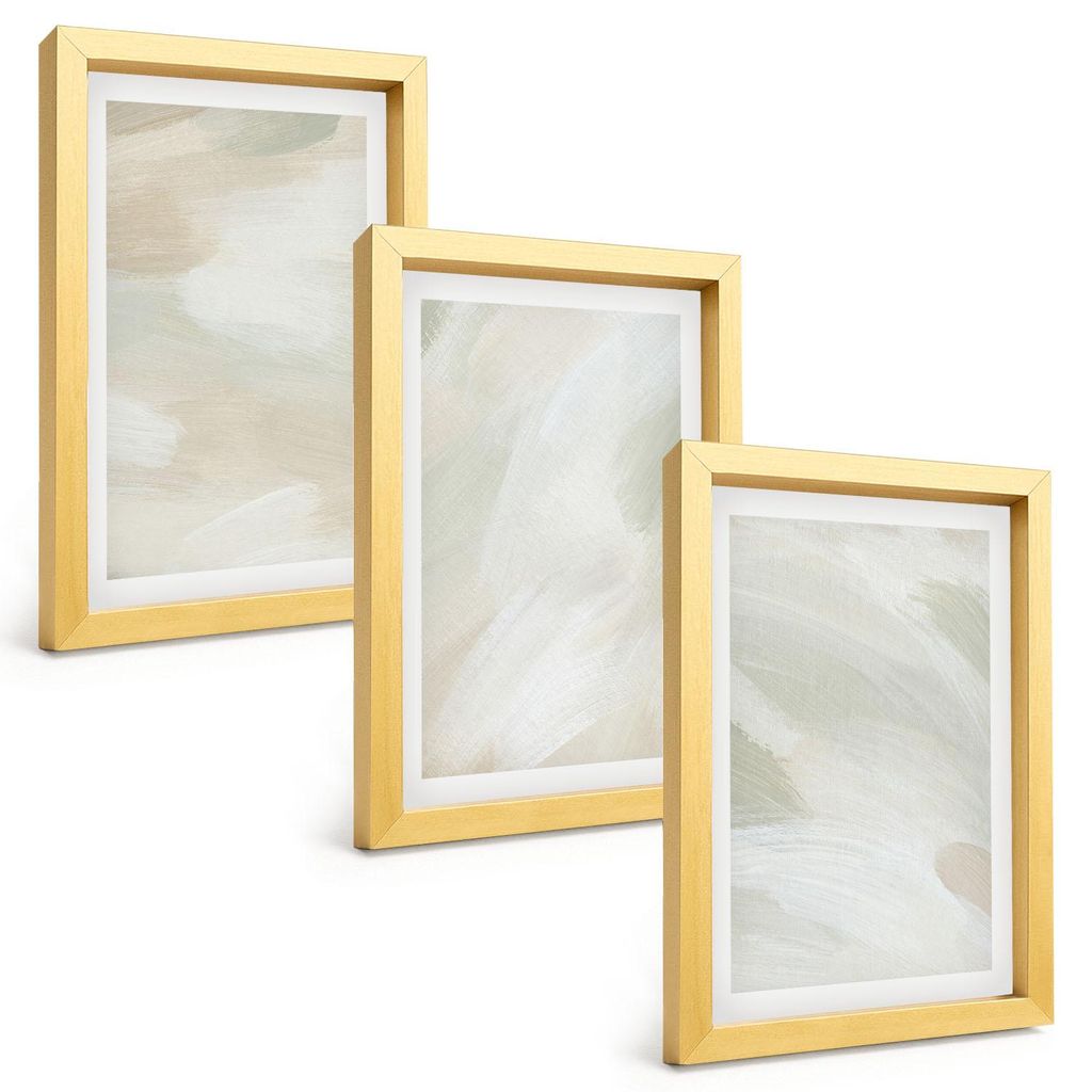 Bilder Set 3-teilig im Goldrahmen Rahmen – Wandbilder 3 Stück – gerahmte Poster für Wohnzimmer, Schlafzimmer und Flur – 20x30 cm – Leucht...