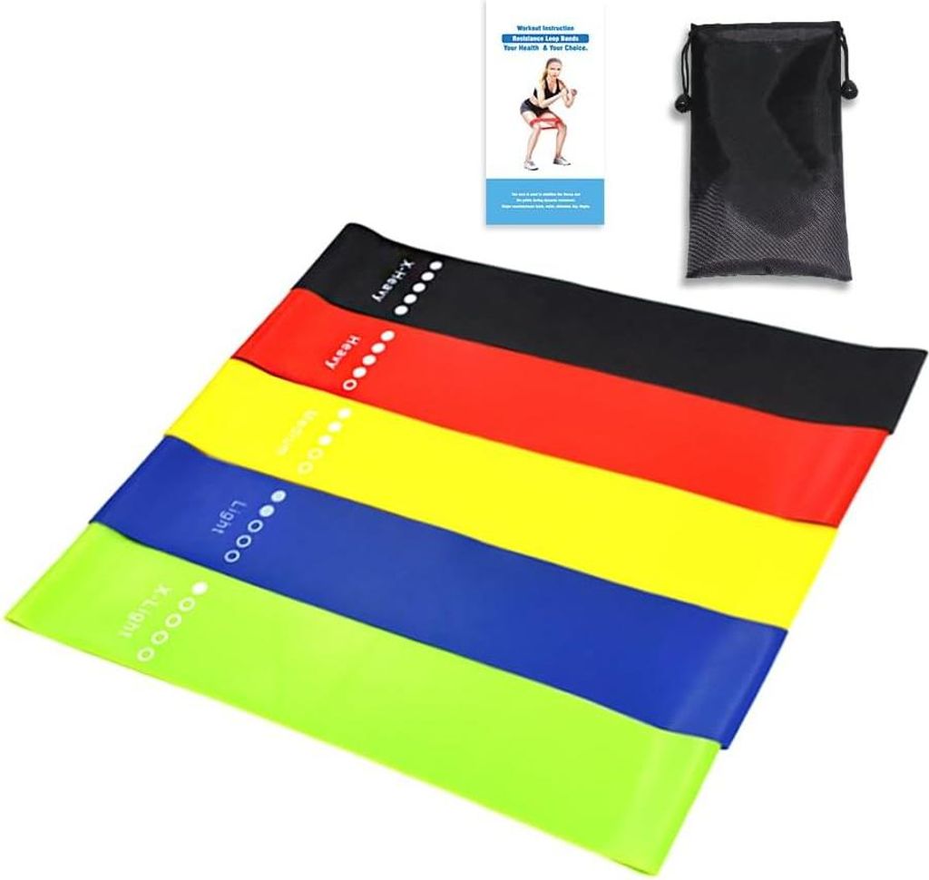 Trainingswiderstandsbandenset für das Training zu Hause und im Fitnessstudio, 5 Niveaus, elastische Übungsbänder für Yoga, Dehnung und Krafttra...
