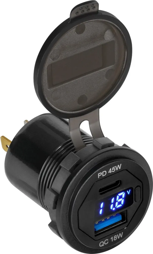 Caricabatterie Auto Peiyng 63W USB-C PD e QC3.0 con Monitor - Offerta