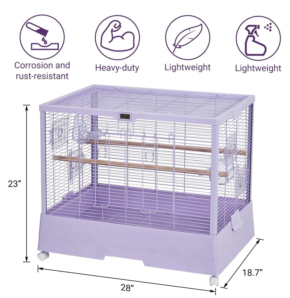 Cage à oiseaux 71 cm en fer avec support à roulettes violette - 5
