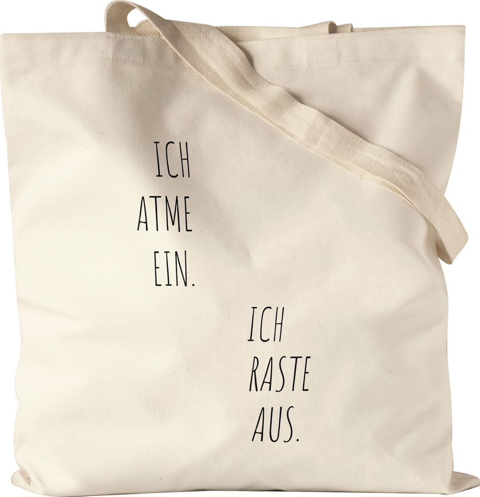 Ich atme ein Ich raste aus Jutebeutel Work Life Balance Geschenk Büro Mitarbeiter Chef Kollegen