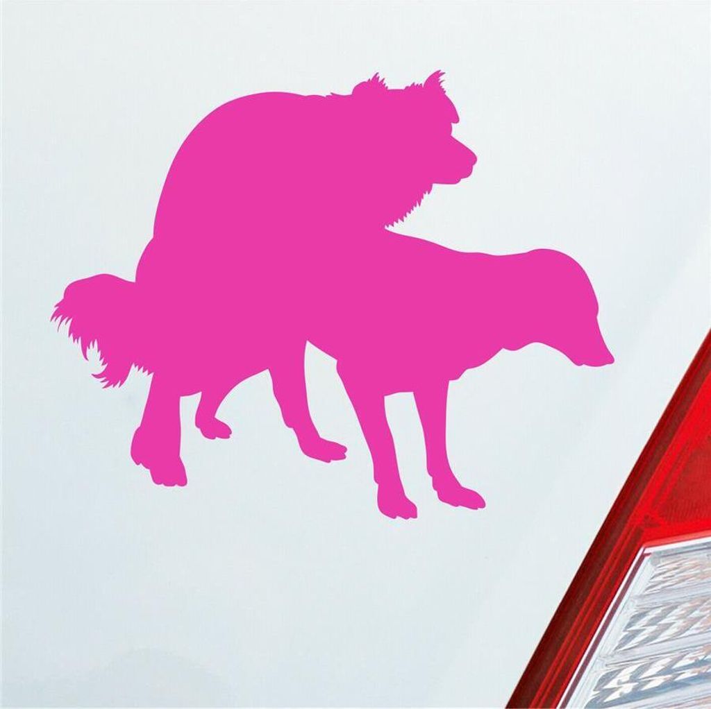 Auto Aufkleber Hunde decken Spaß Liebe Paaren Dog 12,5x10 cm Pink Sticker Heckscheibenaufkleber