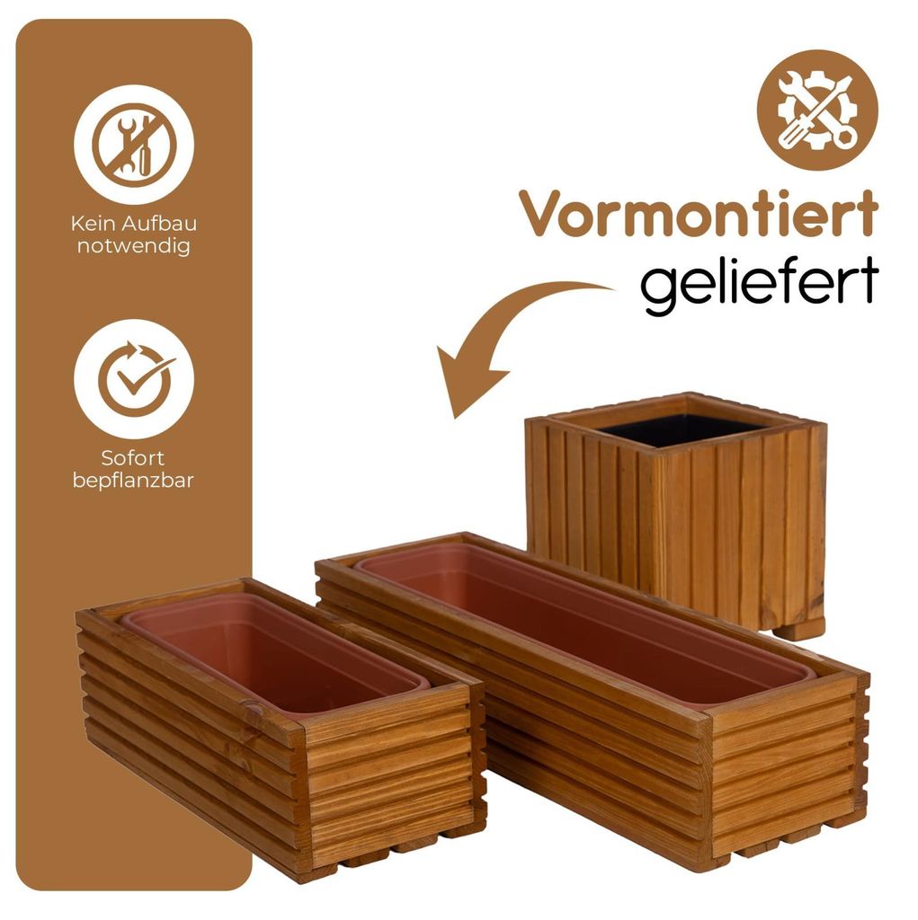 BOOGARDI Blumenkasten Holz mit Einsatz  44x20x14cm