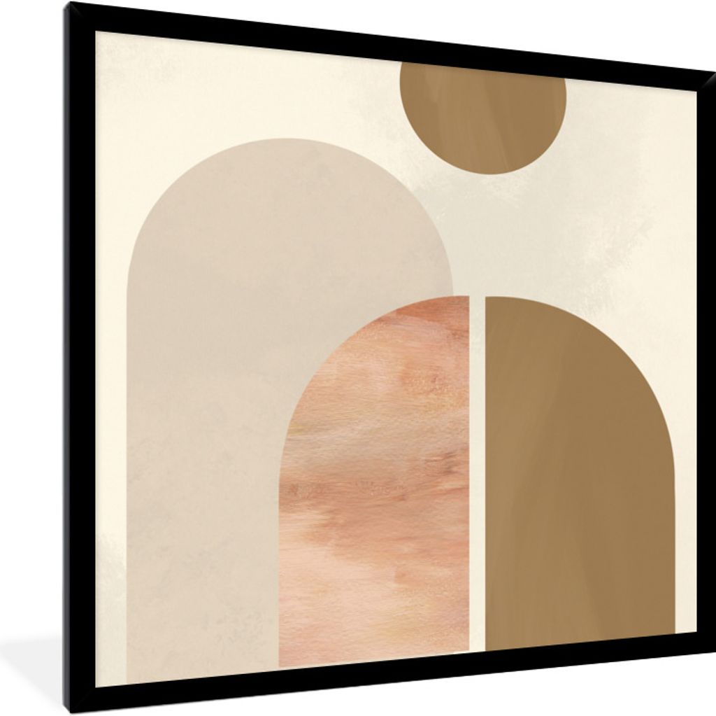 MuchoWow Gerahmtes Poster Abstrakt - Design - Rosa 40x40 cm - Poster mit Schwarzem Bilderrahmen Wandposter Rahmen Foto Bilder - Mit Rahmen - Wand...