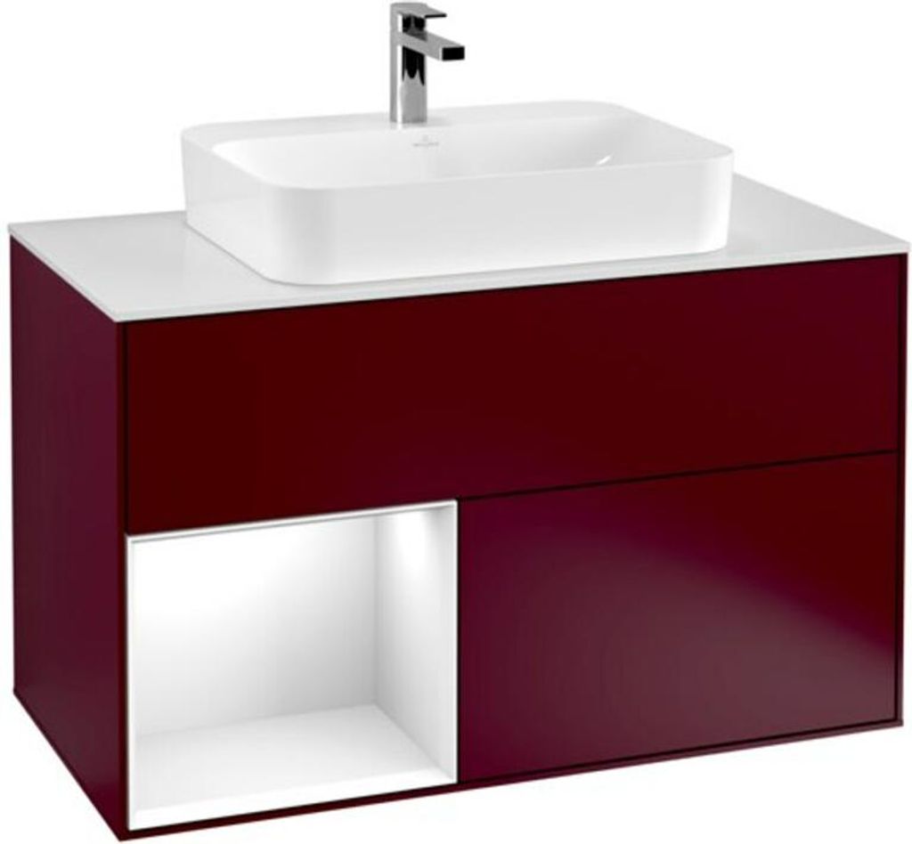 V&B Waschtischunterschrank Wandbeleuchtung Finion 100, Pl wh. m, Reg li glo wh. Lac, Peo m