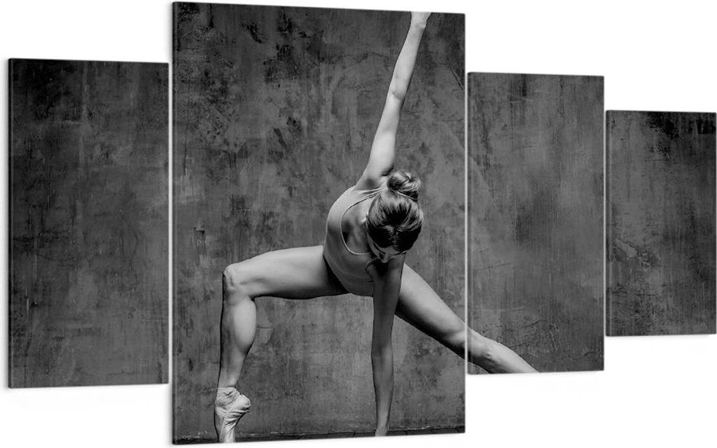 Bild auf Leinwand - Leinwandbild - 4 Teile - Tanz Figur Schwarz und Weiß - 160x90cm - Wand Bild - Wanddeko - Wandbilder - Leinwanddruck - Bilder -...