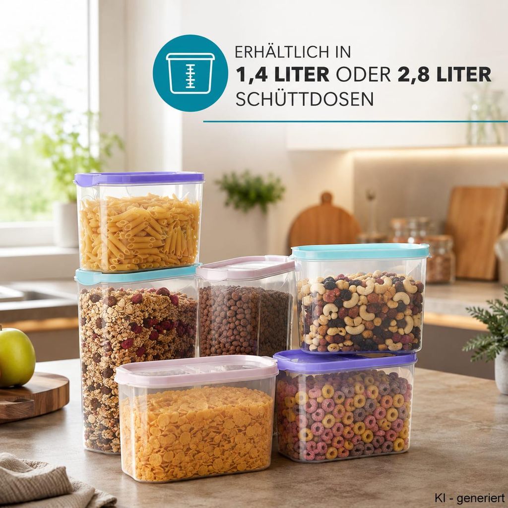 Schüttdosen 3er Set 1,4 Liter Vorratsdosen Müsli