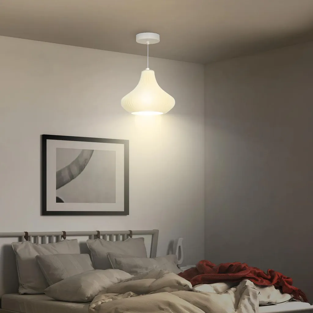 Plafonnier léger en ABS blanc facile à installer avec abat-jour imprimé 3D - 2