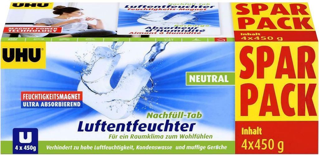 UHU Luftentfeuchter Nachfülltaps 4x450g Produktbild 