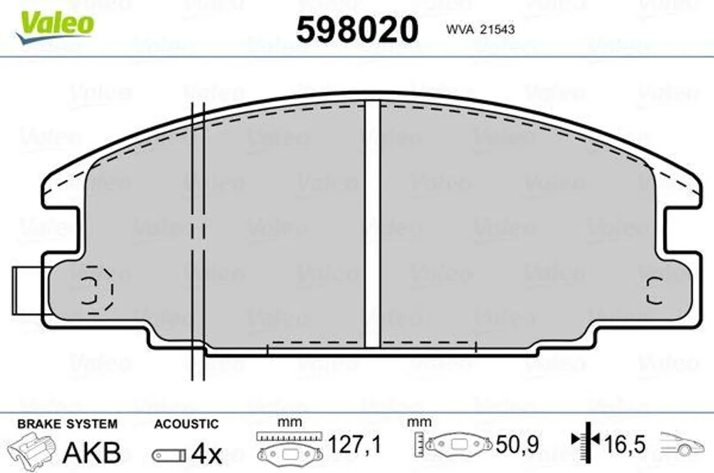 Plaquettes de Frein Valeo 598020 Haute Résistance OE 94483220 Qualité