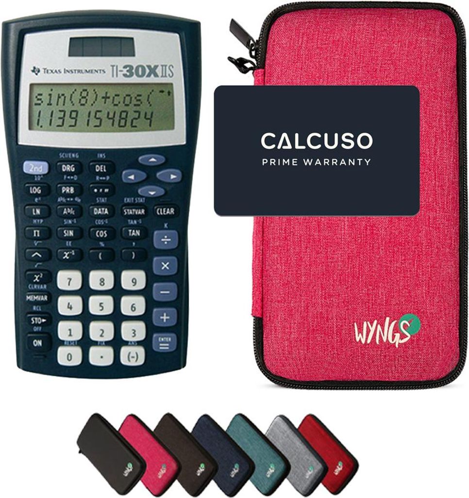 TI-30XIIS inkl. WYNGS Schutztasche Pink - Wissenschaftlicher Taschenrechner - Basic Set
