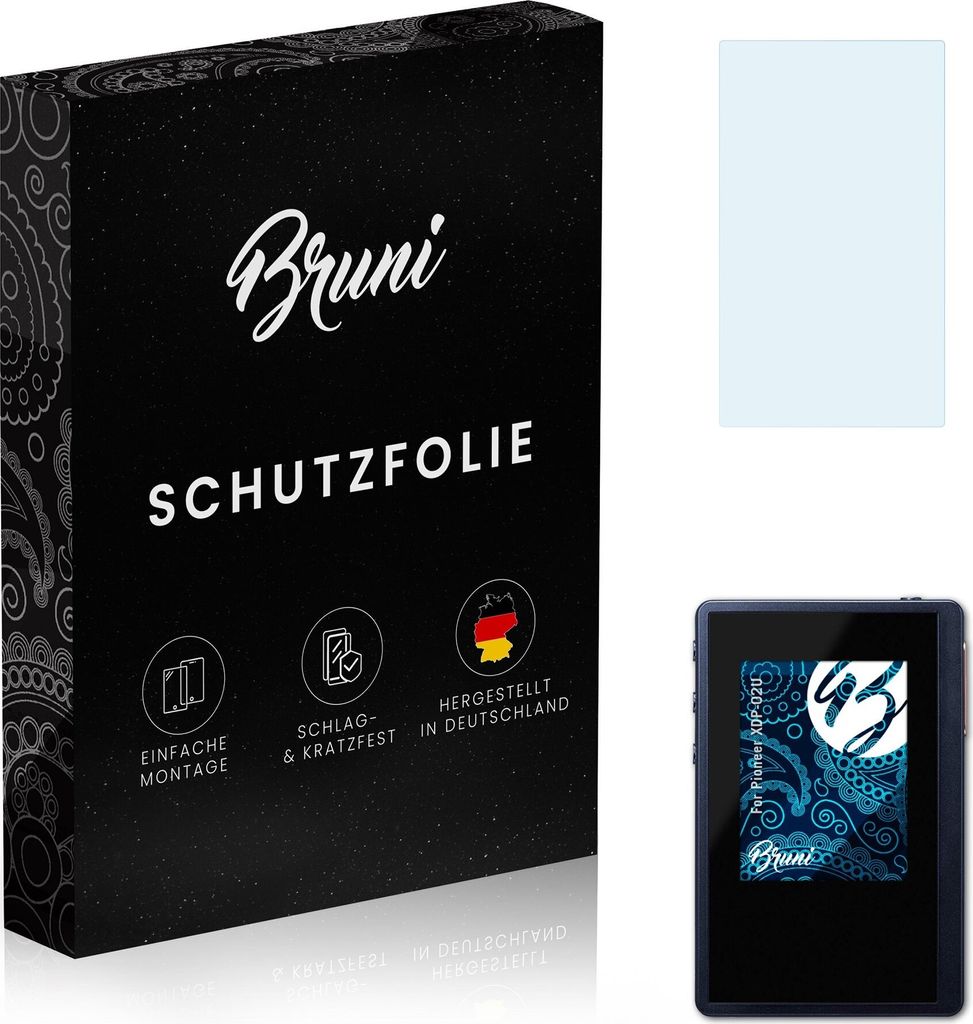 Bruni Basics-Clear 2x Schutzfolie kompatibel mit Pioneer XDP-02U Folie