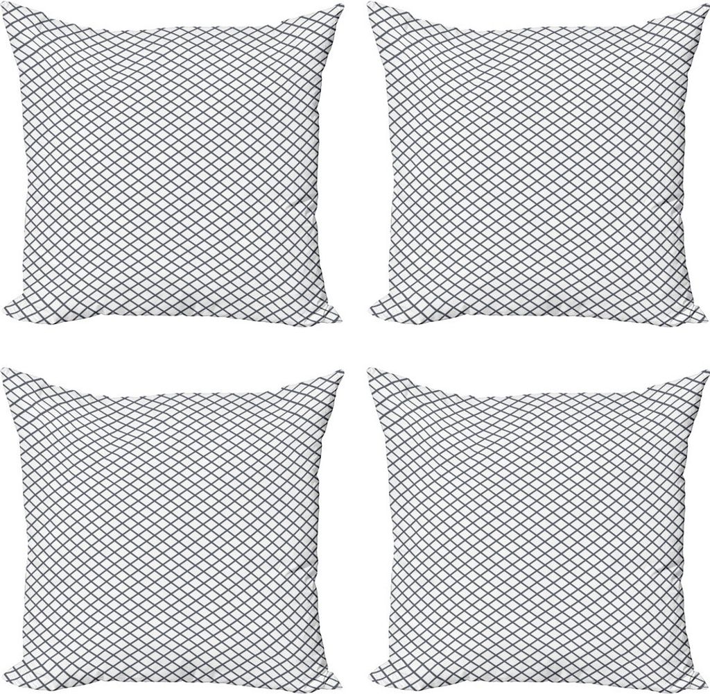 ABAKUHAUS Modern Kissenbezug Set (4 Stück), Crossing Zickzack-Linien, Moderner Doppelseitiger Digitaldruck, 50 cm x 50 cm, Charcoal Grau Weiß