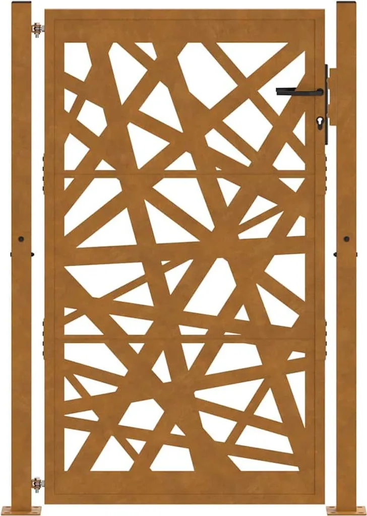 Portail de jardin battant 100x150 cm en acier corten au style industriel