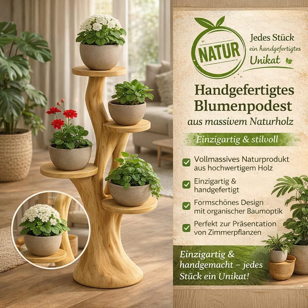 Blumenständer mit 4 Ablagen Blumenpodest Pflanzenständer