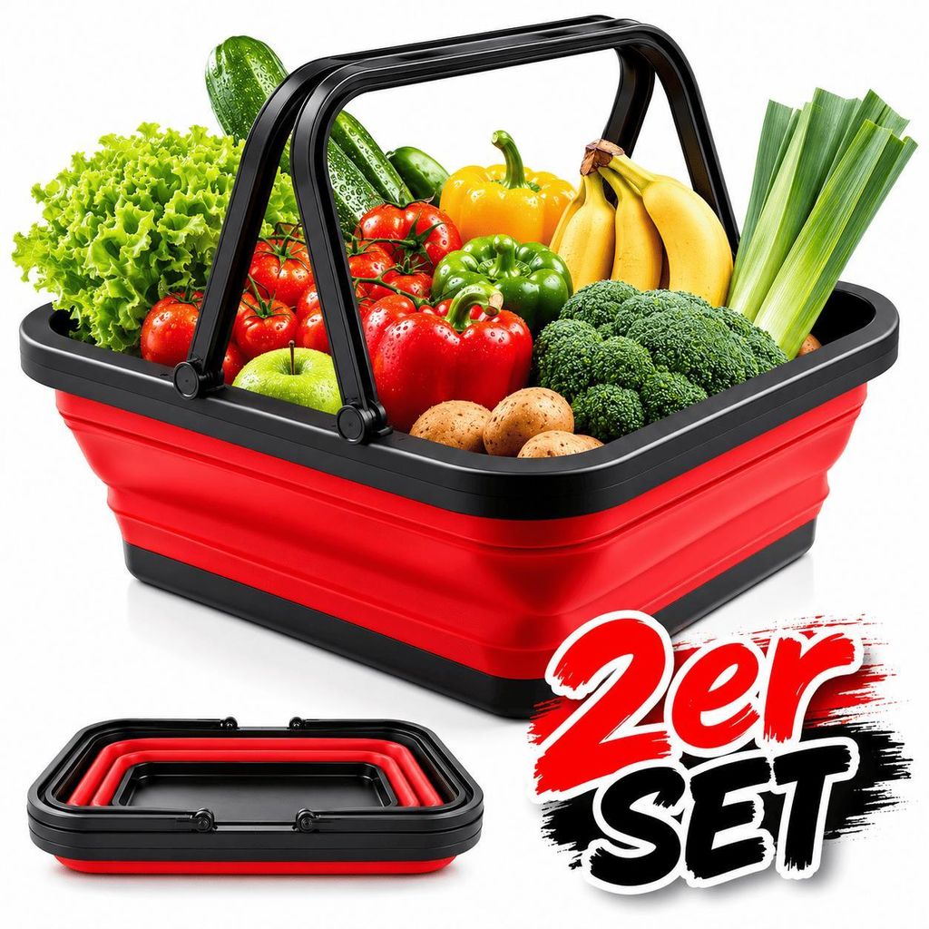 Einkaufskorb 2er Set Faltkorb Wäschekorb Korb Faltbar 17L Produktbild 