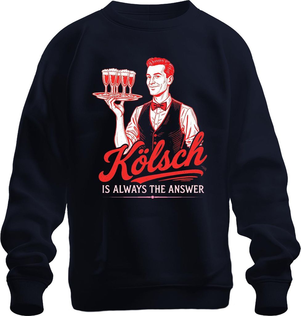 Kölsch is always the answer Köbes Kellner Stange Köln Bier lustig Uni Sweatshirt Pullover, Navy, 3XL