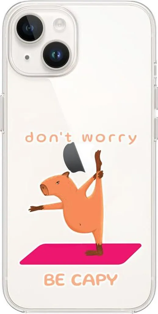 Custodia trasparente in silicone per iPhone 13 Mini - Design Capybara