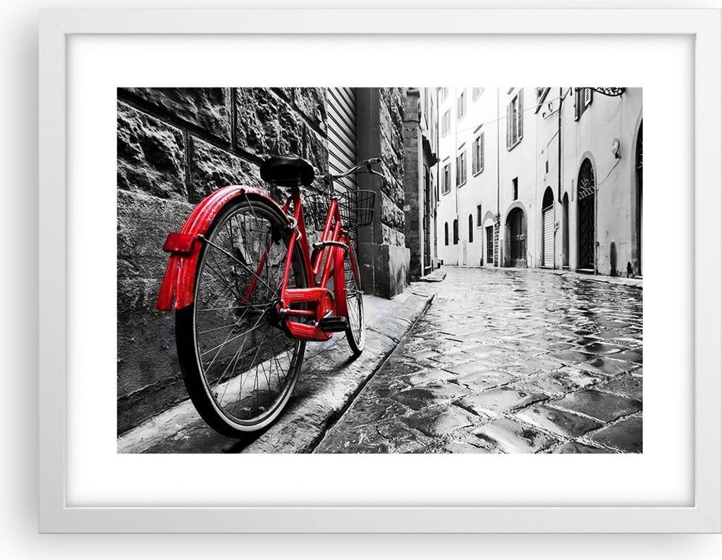 Gerahmtes Poster - Weißer Rahmen - Straße Fahrrad Produktbild 
