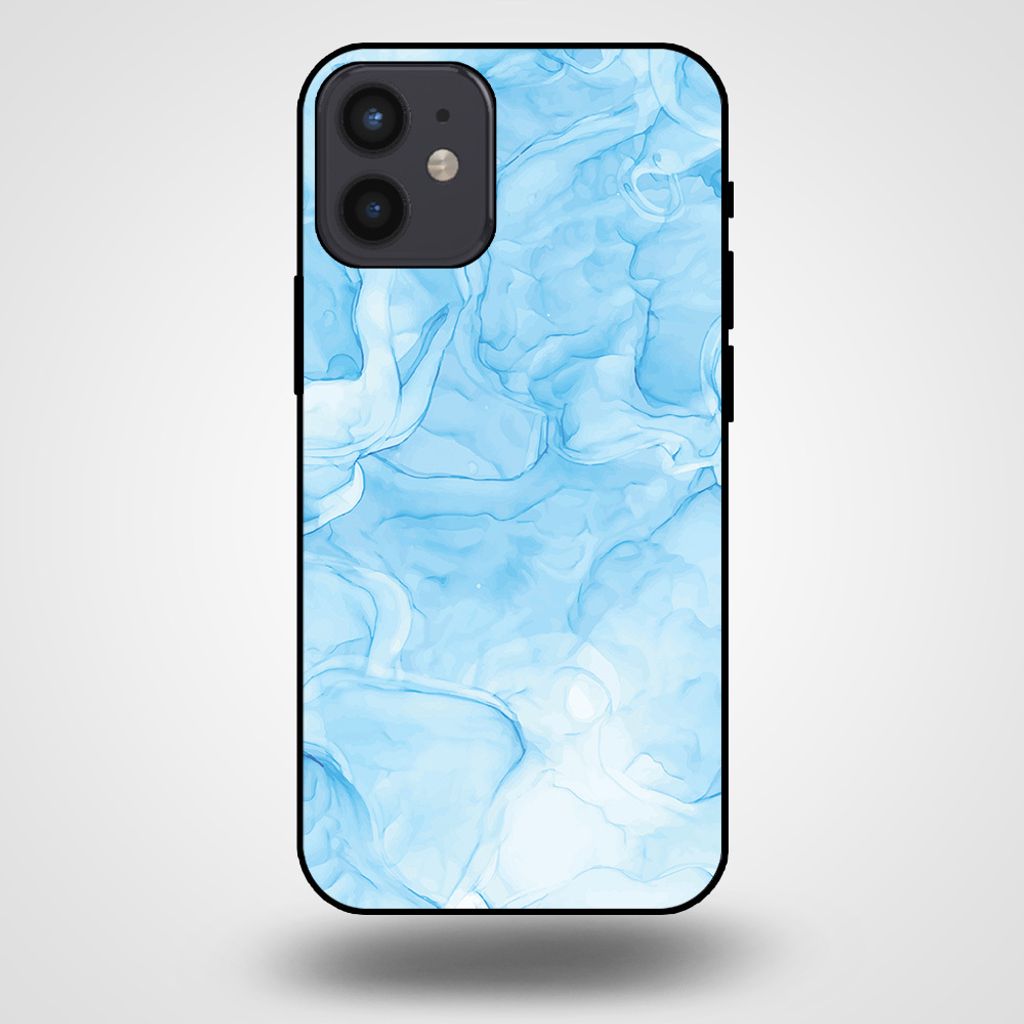 Smartphonica Handyhülle für iPhone 12 Mini mit Marmordruck - TPU-Hülle mit Marmordesign - Hellblau