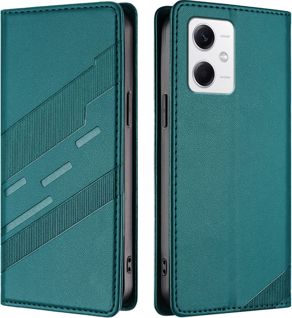 Hülle für Xiaomi Poco X5, Kunstleder Brieftaschen Handyhülle mit Kartenfach und Standfunktion Grün
