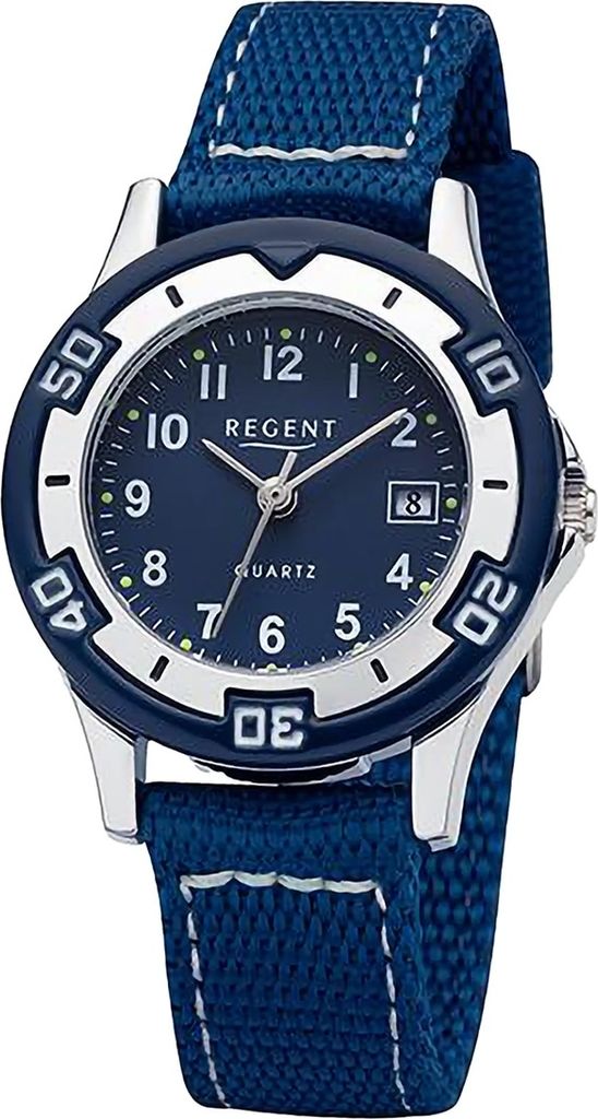 Regent Textil Jugend Uhr Armbanduhr Quarz blau Lederarmband D2URF1366