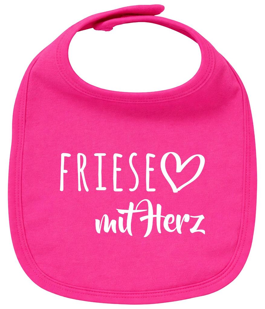 Huuraa Baby Lätzchen Friese mit Herz Cherry Pink Klettverschluss Baumwolle Latz Geschenkidee