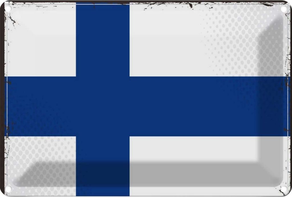vianmo Blechschild 20x30 cm Finnlands Finland Flagge Fahne Wappen