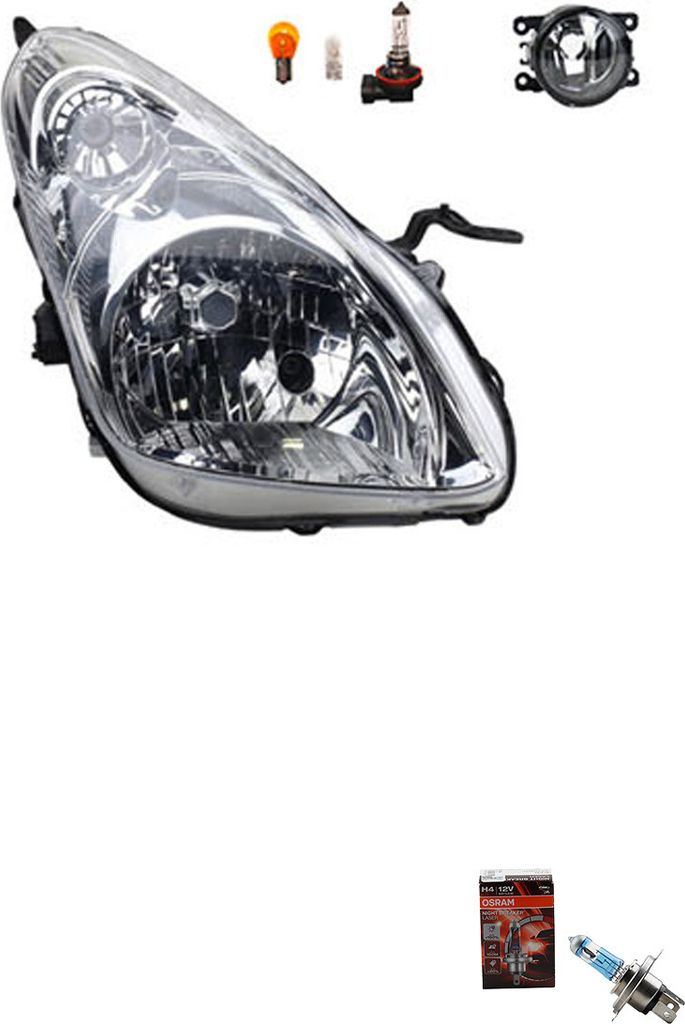 Johns, Scheinwerfer + Osram Night Breaker Laser passend für Nissan Pixo Ua0 06/09- H4 R 26705A400F 8200074008 6202E1 00006202E1 6710027 0000620639...