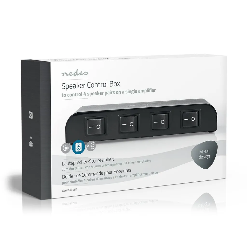 Selettore Altoparlanti 4 Vie 200W | Switch Audio Hi-Fi Alluminio Nero - 7