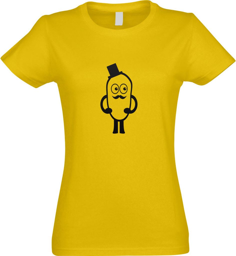 Kiwistar - T-Shirt tailliert - Damen - gelb - Mr. Mustache - mit Motiv Bedruckt - Funshirt Design - Sport - Freizeit - Damen - S