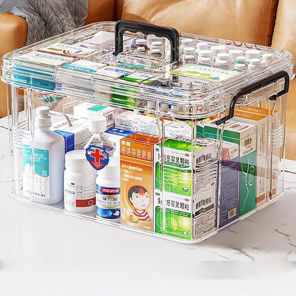 Trousse de premiers secours L transparente - Boîte de rangement organisée
