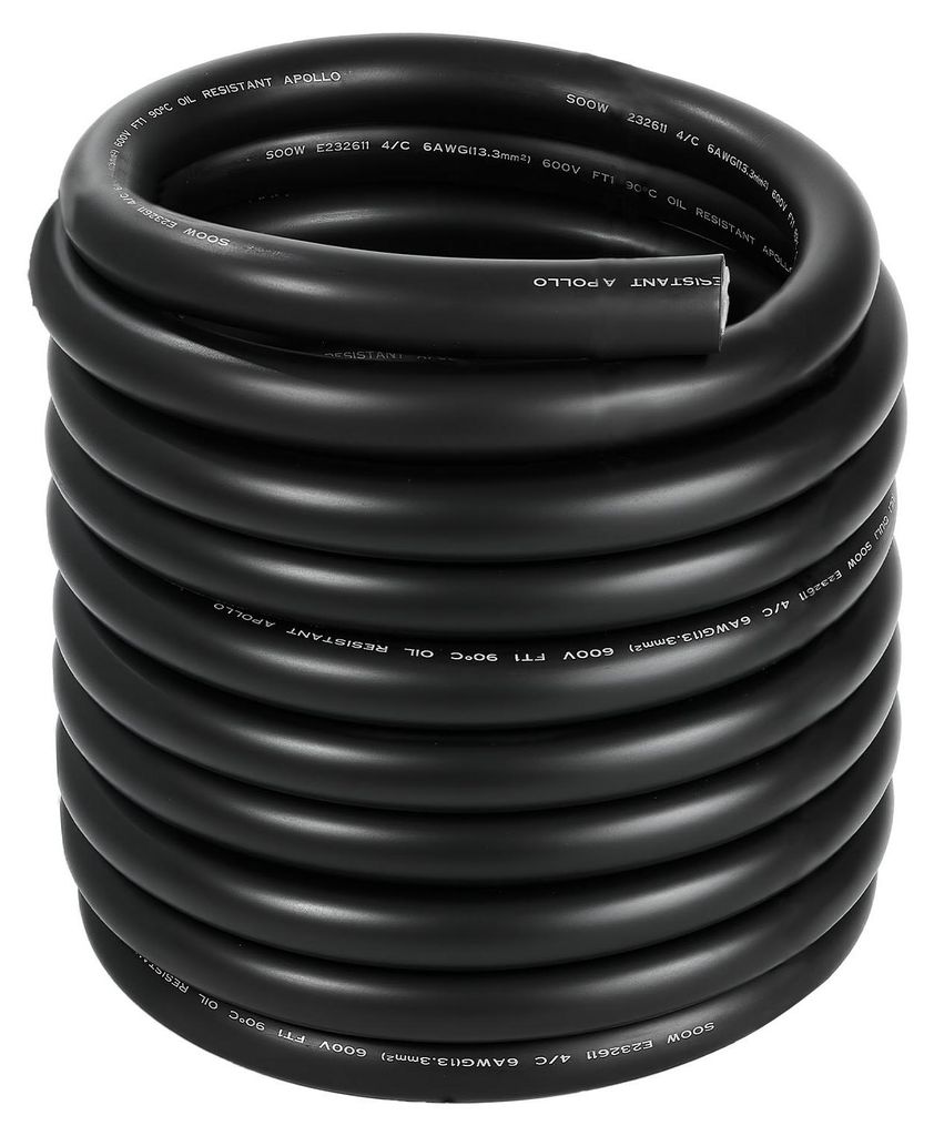 SucceBuy 15,24 m 6AWG tragbares Stromkabel (4 Leiter), robustes 600-V-Kabel, industrietaugliches Elektrokabel mit hochwertigem CPE-Gummimantel und ...