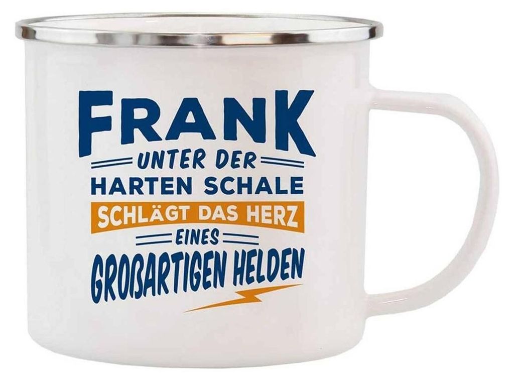 Echter Kerl Emaille Kaffeetasse Kaffeebecher  Frank Produktbild 