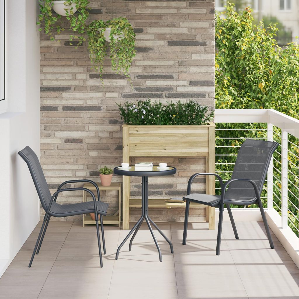 Möbel 3-teiliges Garten Bistro-Set Anthrazit Textilene und Stahl - Terassenmöbel Gartenmöbel Neu8962441