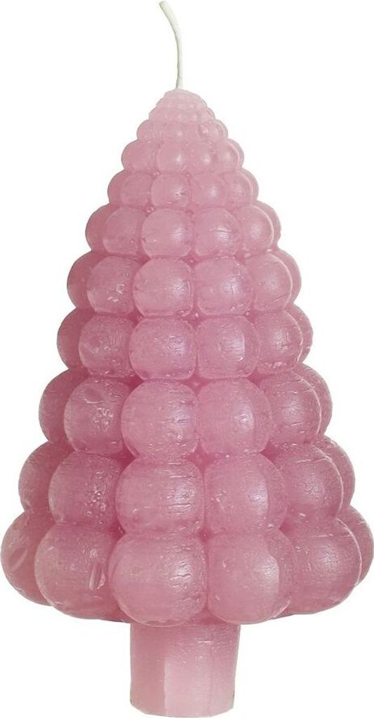 Tannenbaum-Kerze mit Kugeln, Packung mit 2 Stück, Höhe ca. 12cm, Durchmesser ca. 7cm, viele Farben erhältlich | Weihnachtskerze, Farbe:Rosa