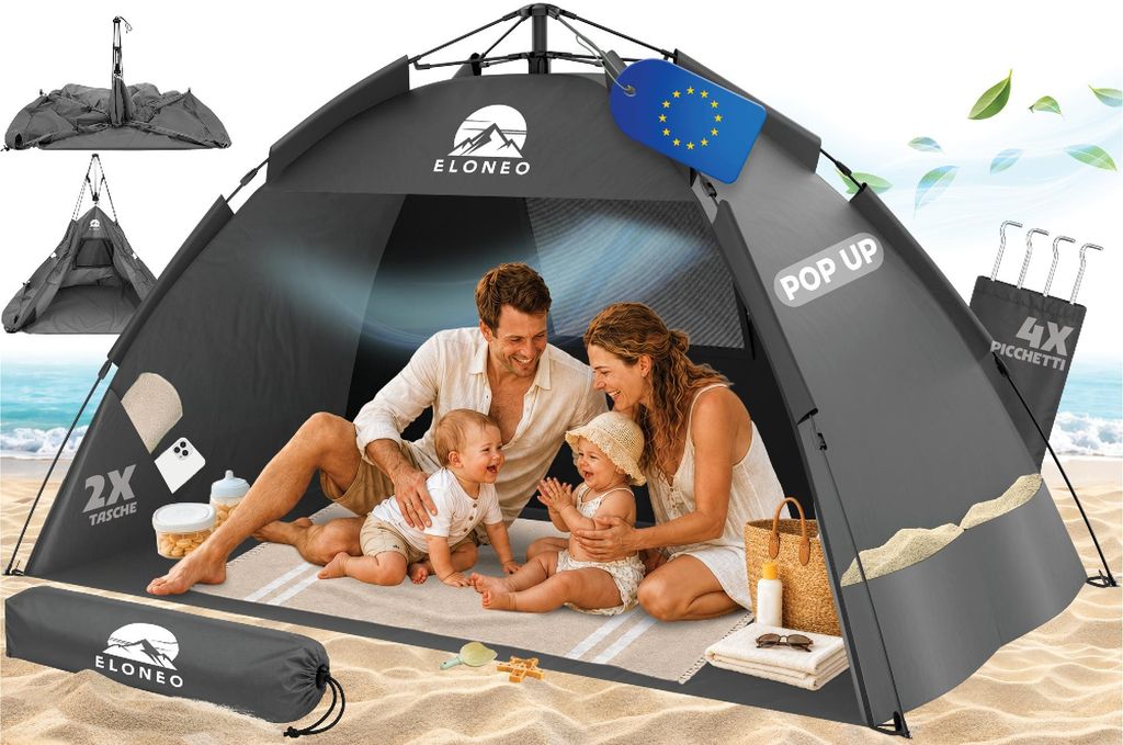 Tenda da spiaggia pieghevole ELONEO con protezione UV 80+, Immagine del prodotto 