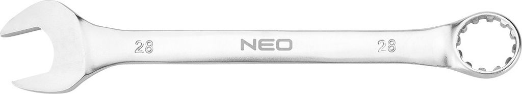NEO TOOLS Ring-Maulschlüssel, Gabelschlüssel, CrV-Stahl, DIN3113, Durchdrückung, satiniert, polierter Kopf gebogen unter dem Winkel 15°, M+T (2...