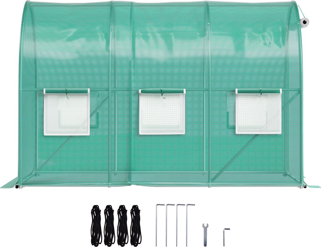 SucceBuy 10 x 7 x 7 ft begehbares Tunnel-Gewächshaus, tragbares Pflanzen-Treibhaus mit verzinkten Stahlreifen, Oberbalken, diagonalen Stangen, Tü...