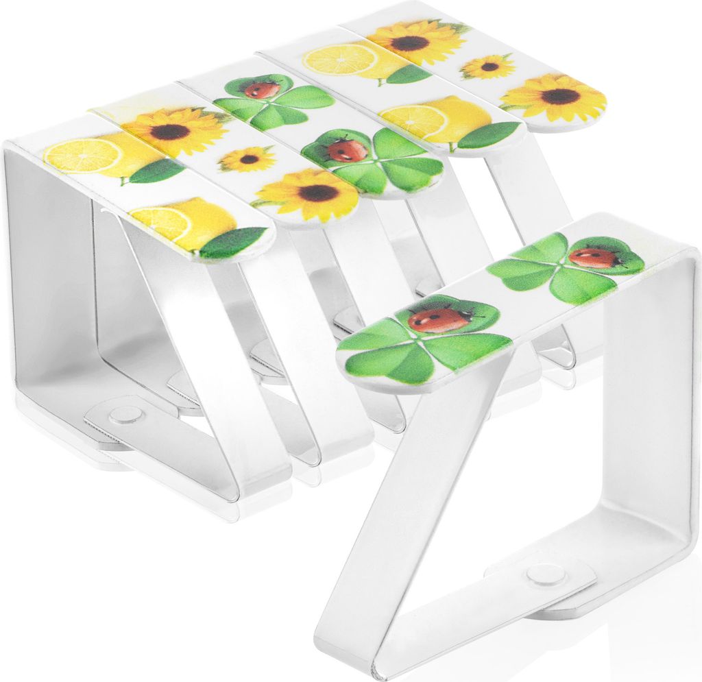 Tafelkleedklemmen mit Motiven - Citrus, Blumen und Blätter - Innen- und Außenkleidungshalter