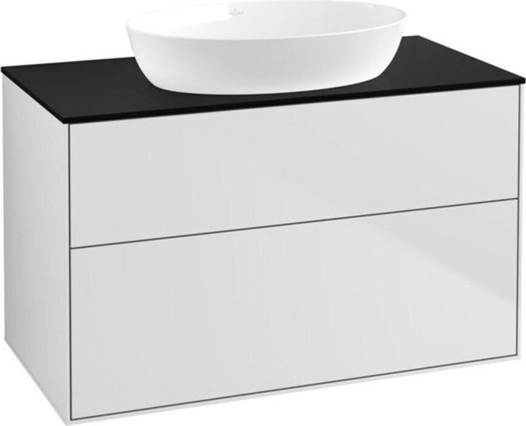 V&B Waschtischunterschrank Finion 100x60,3cm, Abd.-Pl. bla m, wh. m Lac