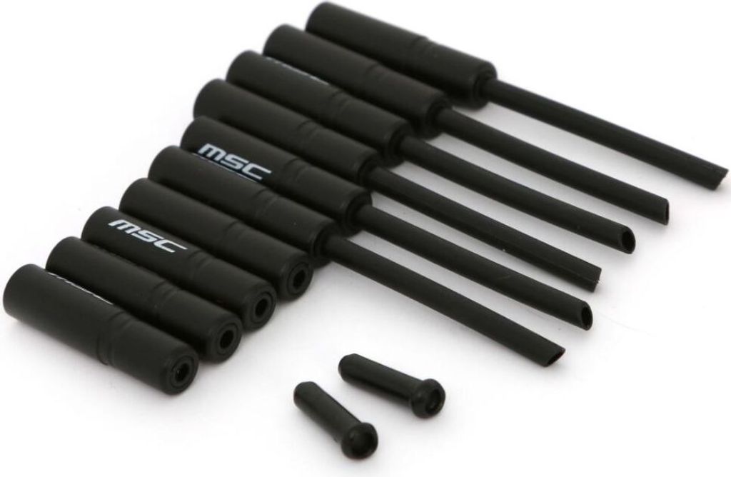 MSC Schaltaussenhülle 4mm Schaltungszug 12tlg Cap Set mit Führung Schwarz