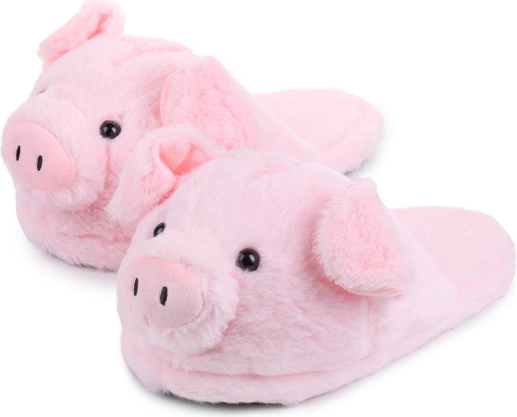 Tier Hausschuhe - Plüsch Schlappen Schwein (hinten offen) - Produktbild 