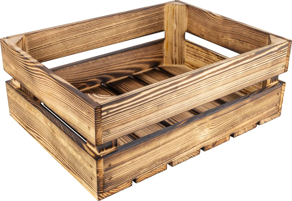 Creative Deco Caisse en Bois Flammé 40x30x15cm Rangement Vintage Chic