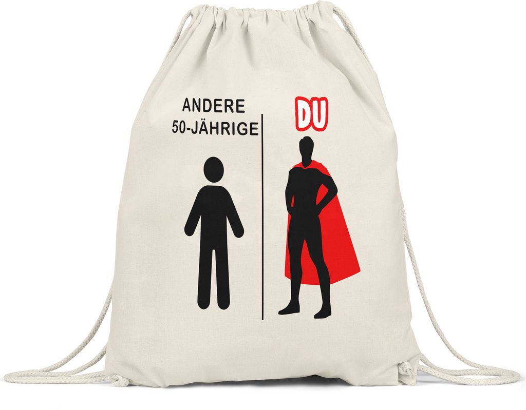 Andere 50-Jährige Du Turnbeutel Gymsack Geburtstagsgeschenk zum 50. Lustige Geschenkidee Superheld