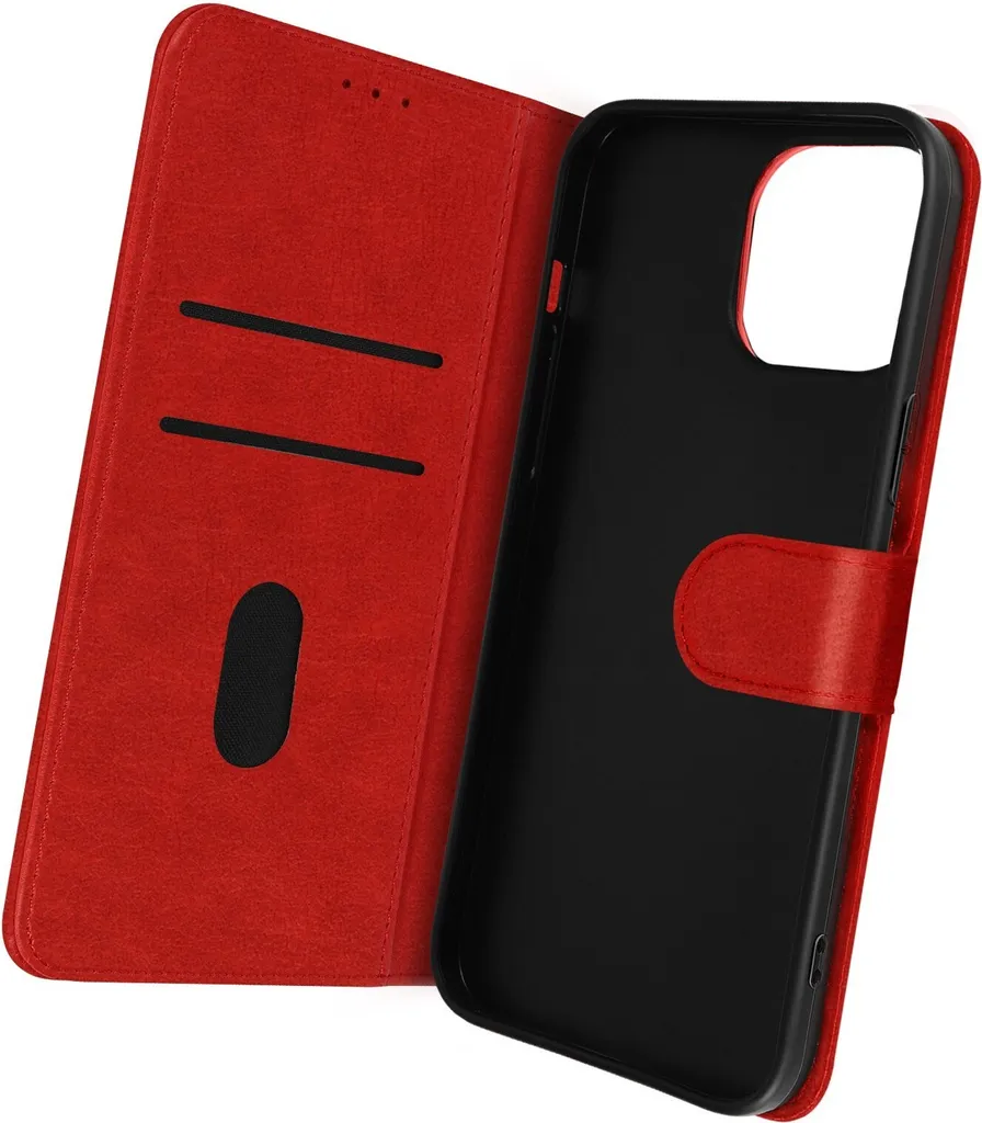 Custodia in Pelle finta con funzione di supporto per Apple iPhone 14 Pro Max - rosso